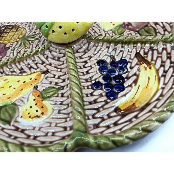 Vintage Jamal Majolika Devised Fruit Hors d’ oeuvres Snack Tray Lemon Toothpick - Picture 3 of 8